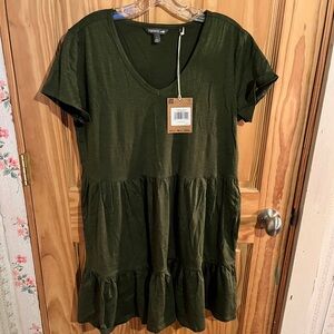 Toad&Co short sleeve Marley Dress Size L Epidote (Forest green) NWT